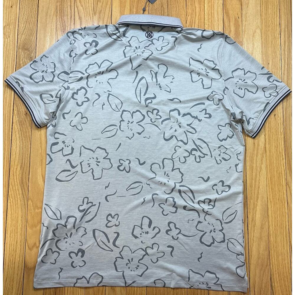 G/FORE Men’s 2XL Floral Watercolor Tech Jersey Slim Fit Golf Polo Grey Men's - Picture 9 of 13